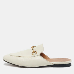 gucci off white leather princetown flat mules size 38