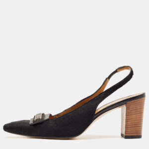 Gucci Black Calf Hair and Leather Slingback Pumps Size 39