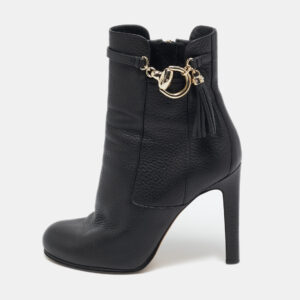 Gucci Black Leather Platform Ankle Boots Size 38