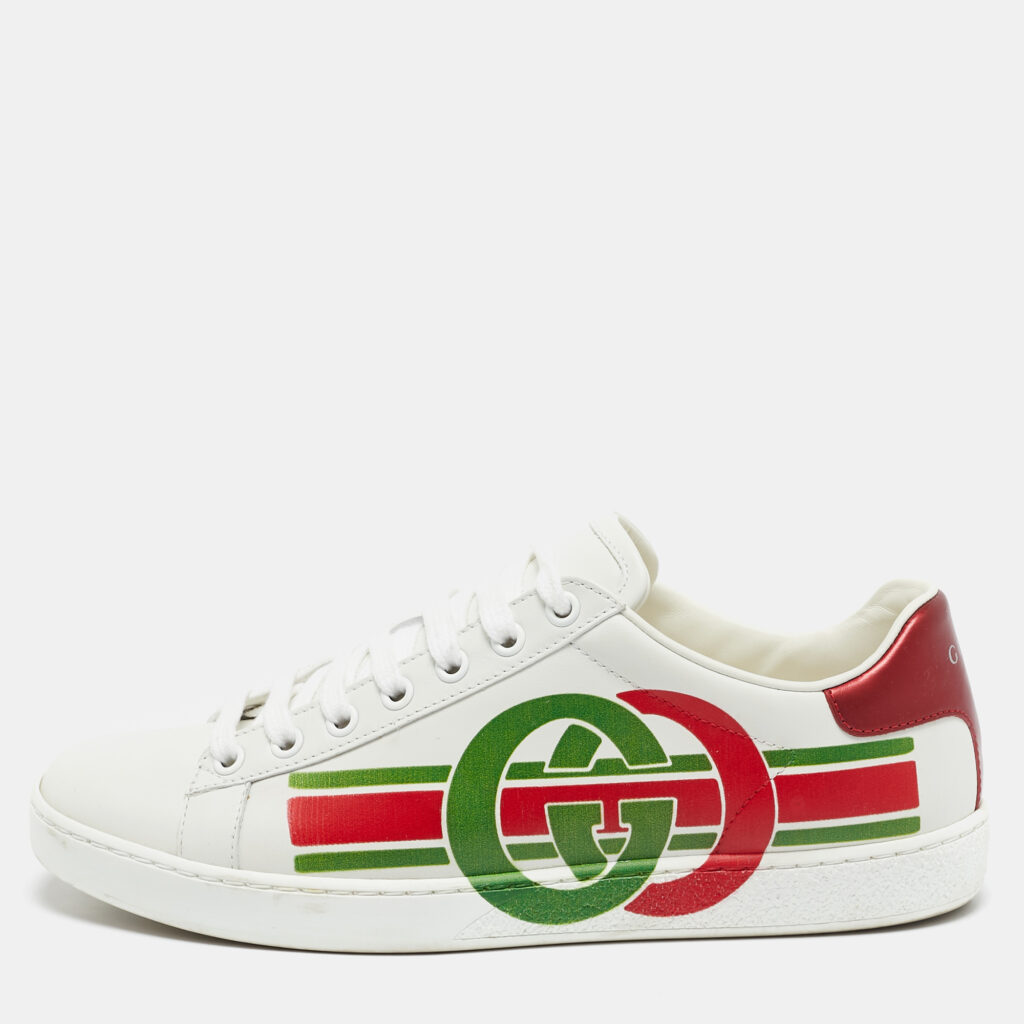 luxury-women-gucci-used-shoes-p1133759-009 Gucci White Leather Interlocking G Ace Sneakers Size 37.5