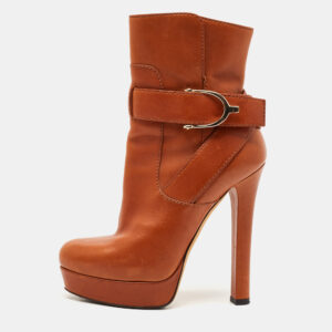 Gucci Brown Leather Wimbledon Ankle Length Boots Size 35.5