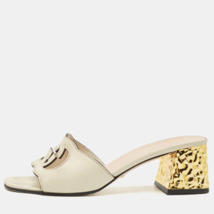 Gucci Cream Matelasse Leather GG Slide Sandals Size 40.5
