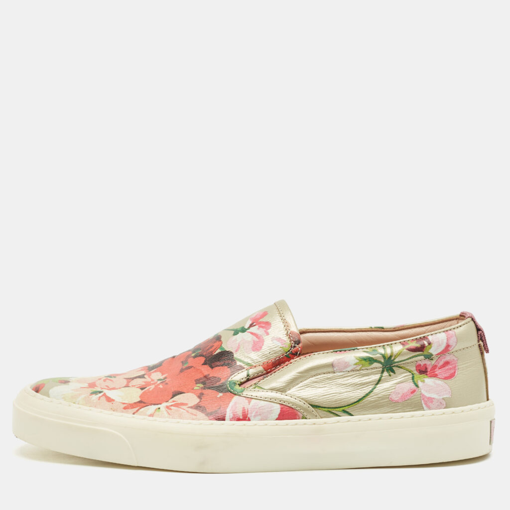 luxury-women-gucci-used-shoes-p1144474-010 Gucci Pink Leather Blooms Slip On Sneakers Size 38