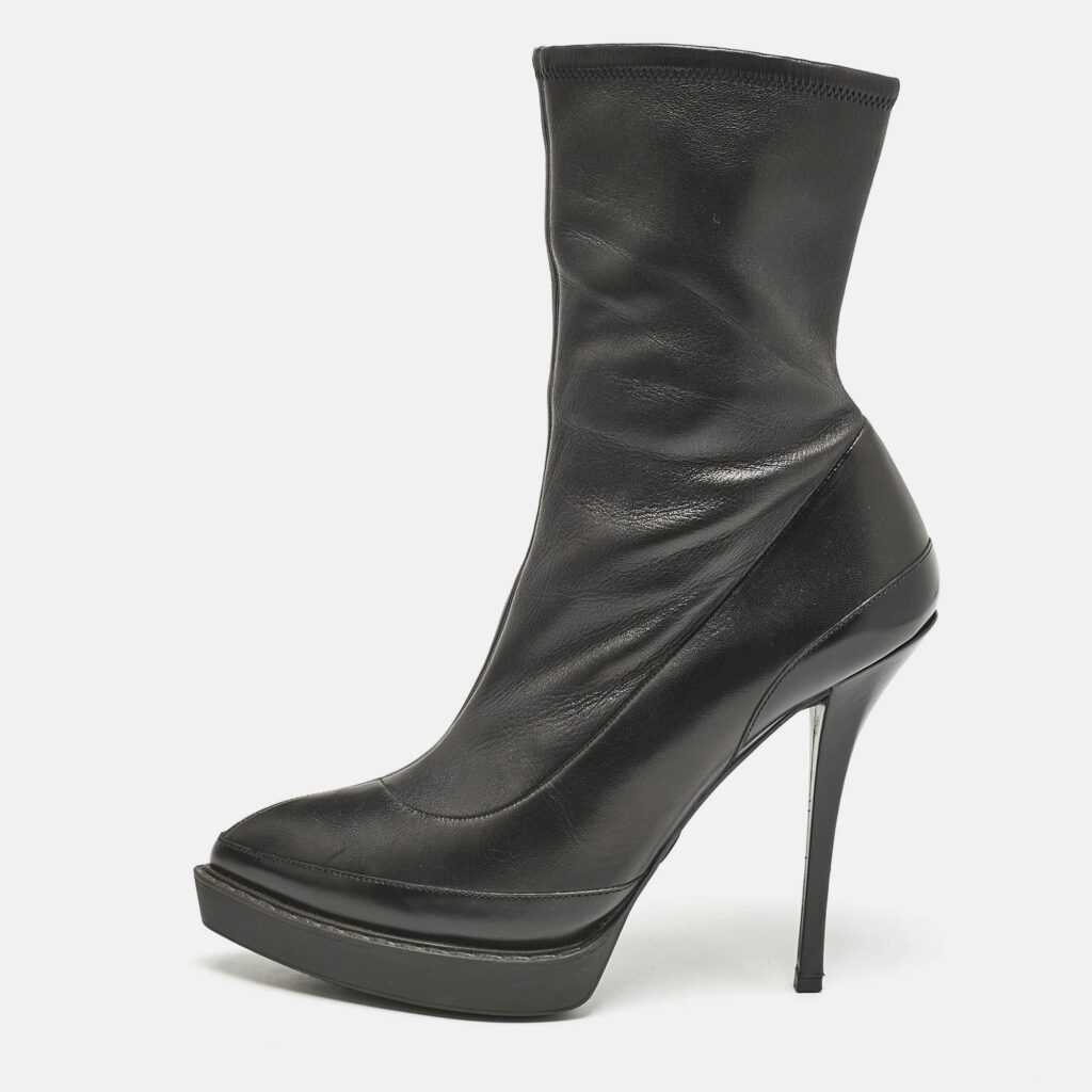 Gucci Black Leather Zipped Ankle Length Boots Size 36.5