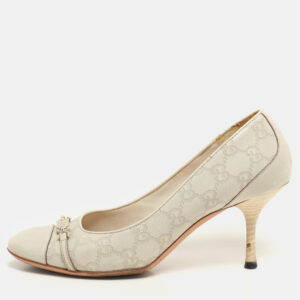 gucci off white guccissima leather embellished pumps size 39.5