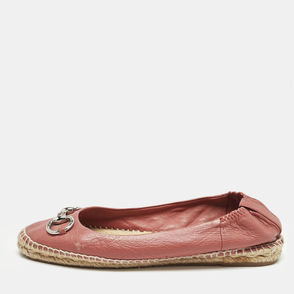 luxury-women-gucci-used-shoes-p1156750-003 Gucci Red Leather Espadrille Flats Size 38