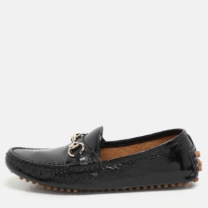 Gucci Black Patent Leather Horsebit Loafers Size 35.5