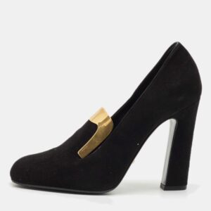 Gucci Black Suede Alma Classic Loafer Pumps Size 38.5