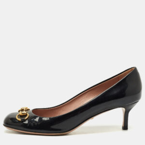 Gucci Black Guccissima Patent Horsebit Hollywood Pumps Size 39