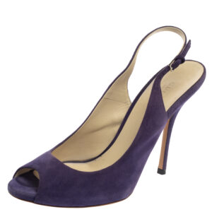 Gucci Purple Suede Peep Toe Slingback Sandals Size 38