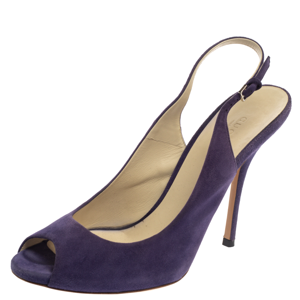 luxury-women-gucci-used-shoes-p374596-004 Gucci Purple Suede Peep Toe Slingback Sandals Size 38