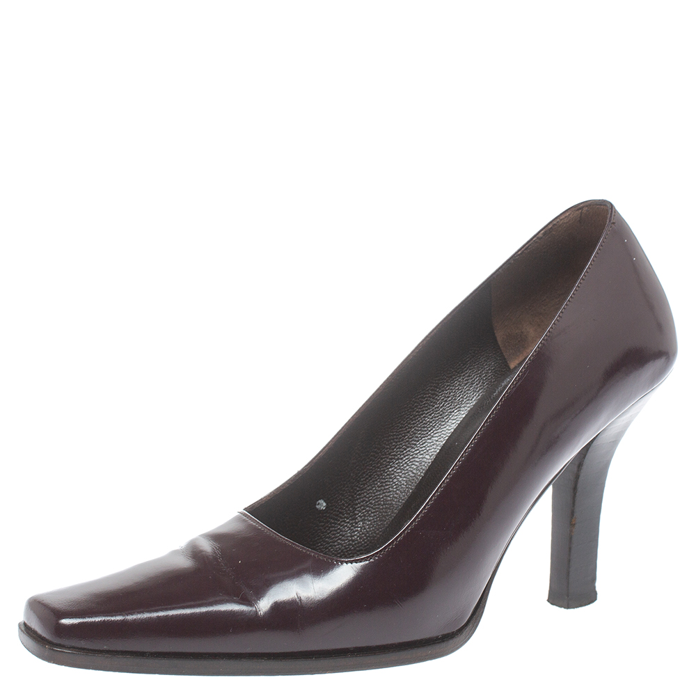 luxury-women-gucci-used-shoes-p381527-005 Gucci Vintage Burgundy Leather Slip On Pumps Size 36.5