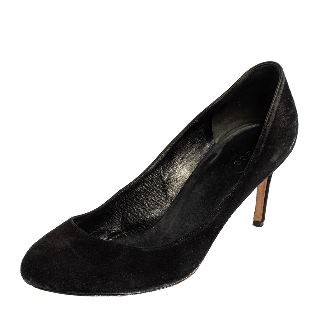luxury-women-gucci-used-shoes-p443798-002 Gucci Black Suede Slip On Pumps Size 37