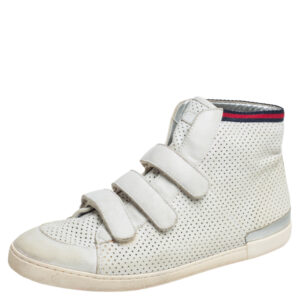 Gucci White Leather High Top Sneakers Size 36.5