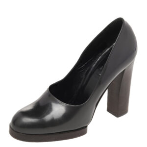 Gucci Grey Leather Block Heel Pumps Size 38