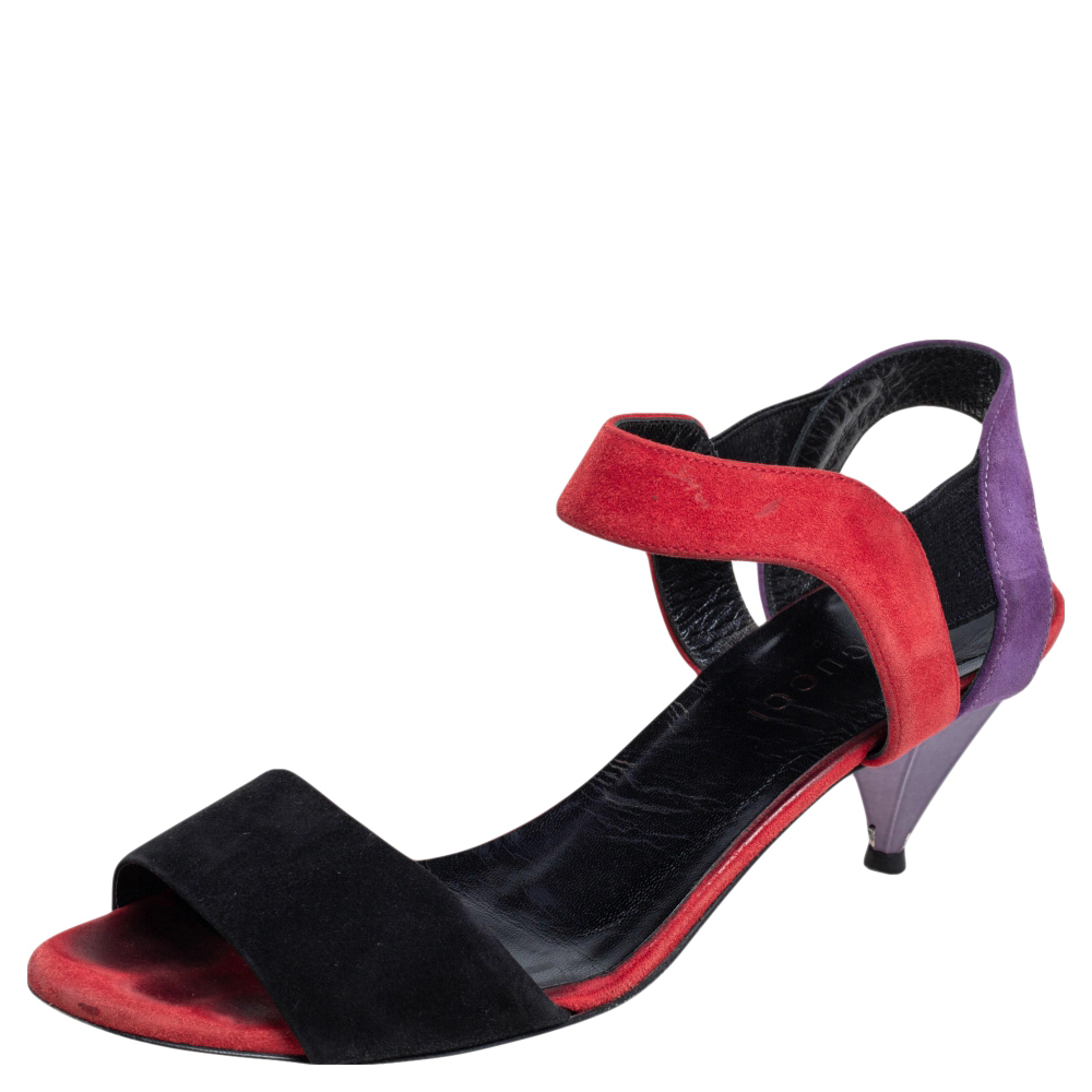 luxury-women-gucci-used-shoes-p491006-005 Gucci Multicolor Suede Liberty Ankle Strap Sandals Size 35