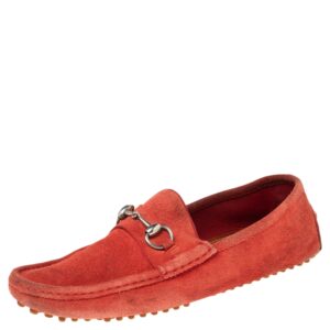 Gucci Red Suede Horsebit Loafers Size 42
