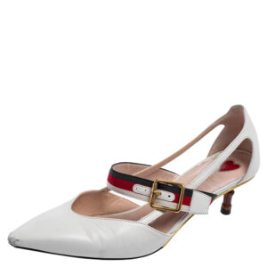 Gucci White Leather Unia Pumps Size 37