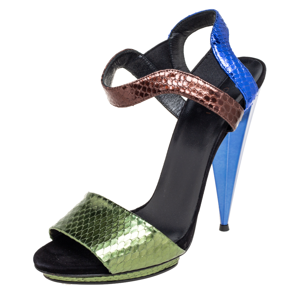 luxury-women-gucci-used-shoes-p571065-003-2 Gucci Multicolor Python Leather Liberty Open-Toe Ankle-Strap Sandals Size 41