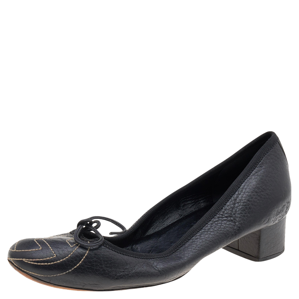 luxury-women-gucci-used-shoes-p596767-003-2 Gucci Black Leather Block Heel Pumps Size 37