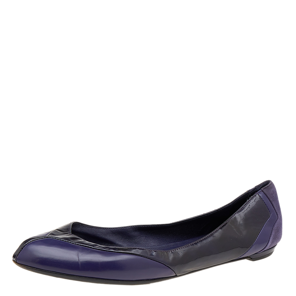 luxury-women-gucci-used-shoes-p612617-006-2 Gucci Purple Patent Leather And Suede Ballet Flats Size 38