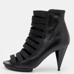 Gucci Black Elastic And Leather Isadora Gladiator Booties Size 37