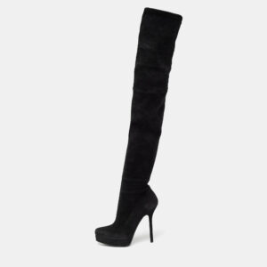 Gucci Black Suede Platform Over the Knee Boots Size 38.5