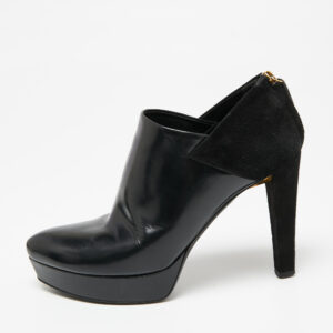 Gucci  Black Suede And Patent Leather Booties Size 37.5