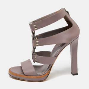 Gucci Mauve Leather Studded Gladiator Sandals Size 37.5