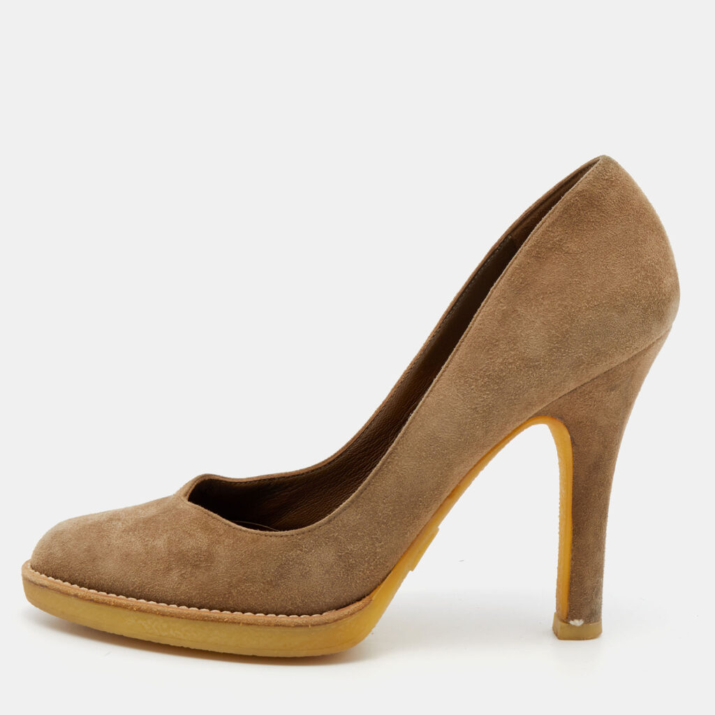 luxury-women-gucci-used-shoes-p654822-010-1 Gucci Tortilla Brown Suede Pumps Size 36.5