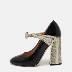 Gucci Tricolor Leather and Snakeskin Nimue Mary Jane Pumps Size 37