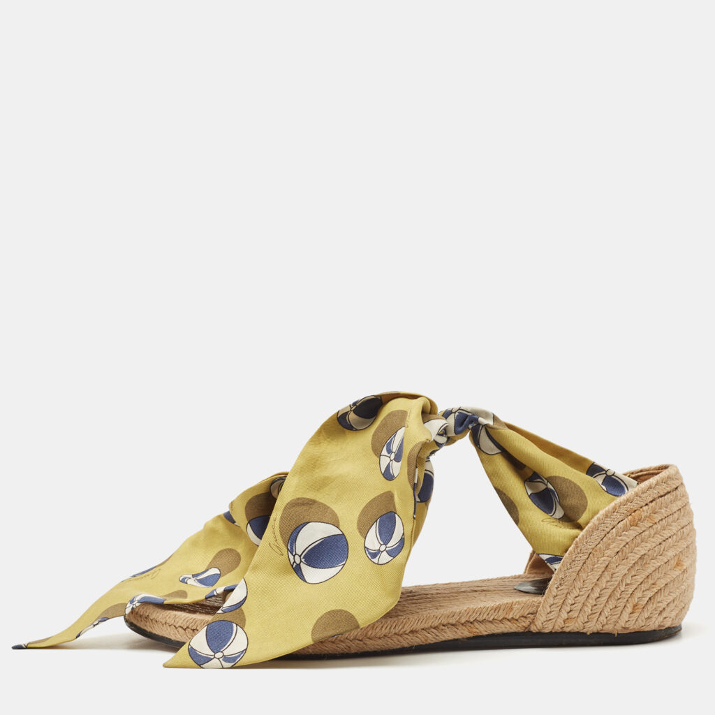 luxury-women-gucci-used-shoes-p793243-004 Gucci Black/Yellow Patent and Tie Up Ribbon Espadrilles Size 37