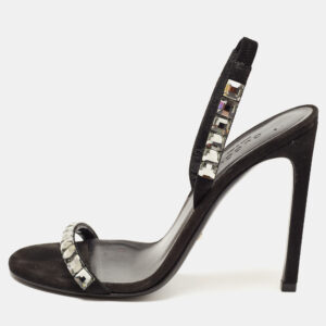 Gucci Black Suede Embellished Mallory Sandals Size 37