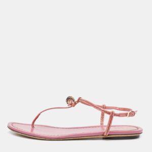 Gucci Purple Patent Bamboo Accent T strap  Sandals Size 36