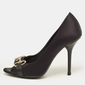 Gucci Black Satin Hollywood Peep Toe Pumps Size 36