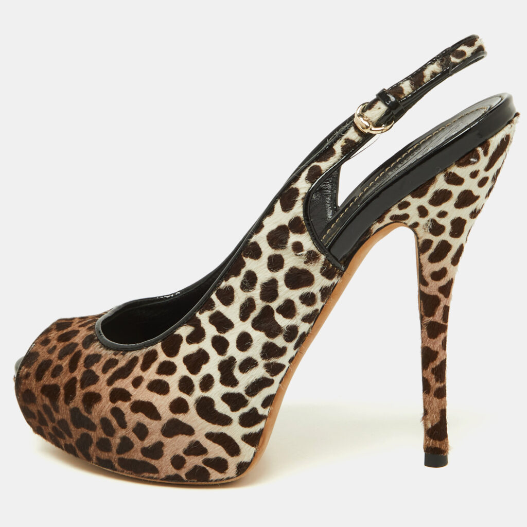 luxury-women-gucci-used-shoes-p929634-003 Gucci Brown/White Leopard Print Calfhair Sofia Platform Slingback Sandals Size 36