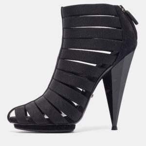 Gucci Black Elastic and Suede Isadora Gladiator Boots Size 36.5