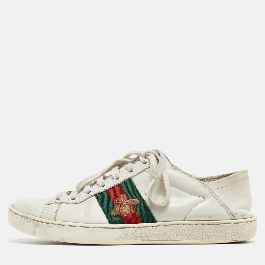luxury-women-gucci-used-shoes-p969844-010 Gucci White Leather Ace Low Top Sneakers Size 37