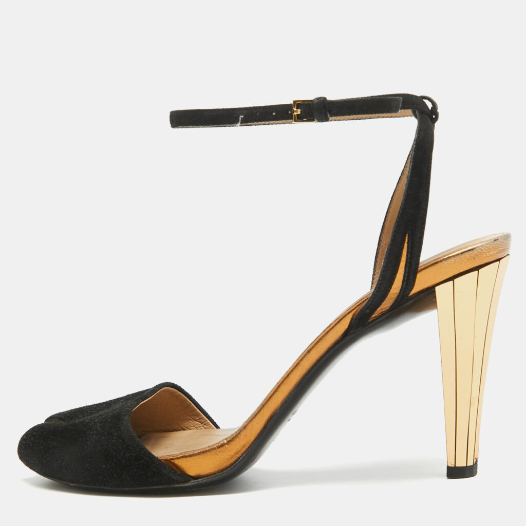 luxury-women-gucci-used-shoes-p971632-001 Gucci Black Suede Delphine Sandals Size 37