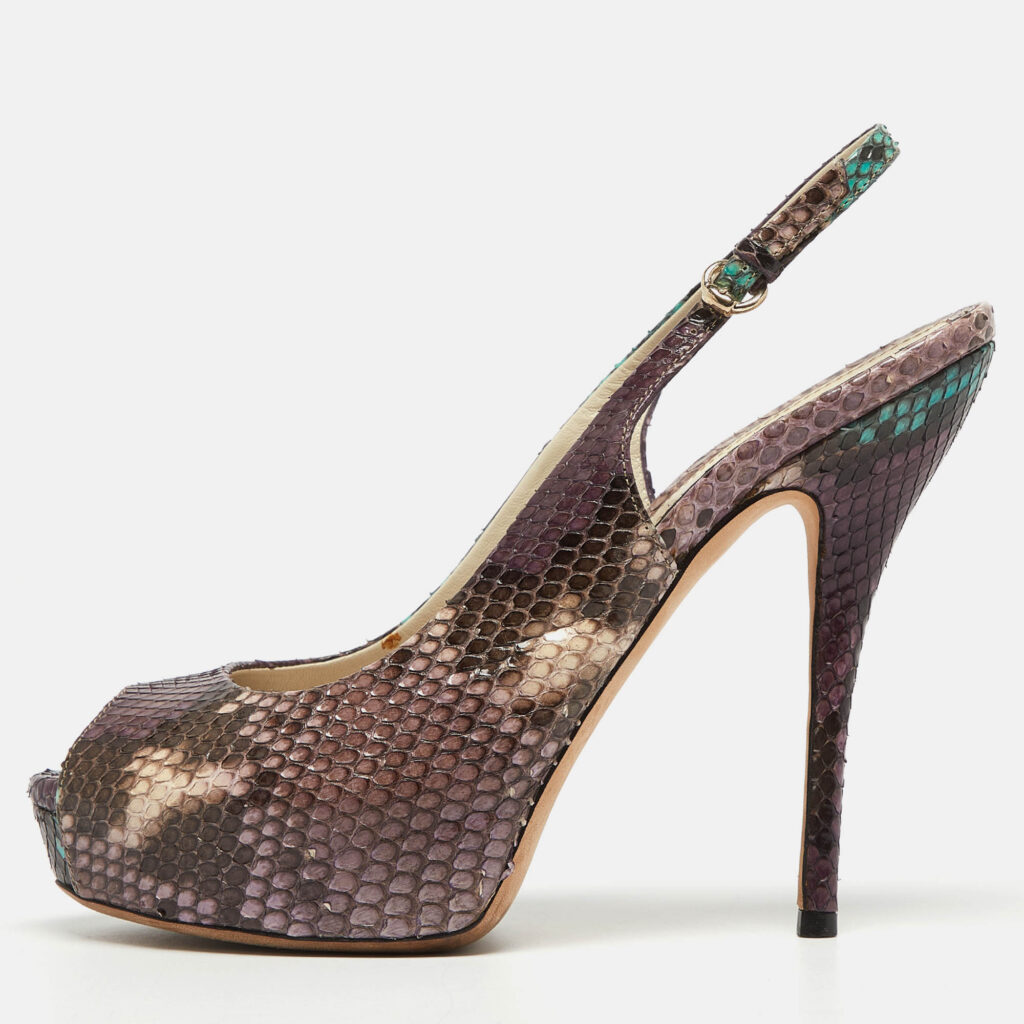 luxury-women-gucci-used-shoes-p977579-010 Gucci Purple Python Sofia Slingback Pumps Size 37.5