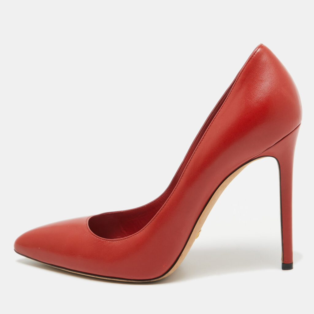 luxury-women-gucci-used-shoes-p998266-001 Gucci Red Leather Pointed Toe Pumps Size 38.5