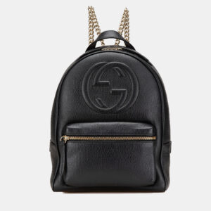 Gucci Black Soho Leather Chain Backpack