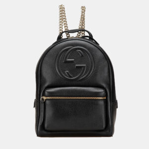 Gucci Black Soho Leather Chain Backpack
