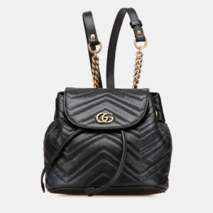 Gucci Black GG Marmont Matelasse Calfskin Backpack