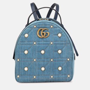 Gucci Blue Medium Dollar Calf Soho Top Handle Convertible Tote