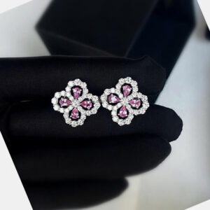 Harry Winston Platinum Pink Sapphire Diamond Loop Earrings