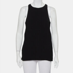 Helmut Lang Black Textured Synthetic Raze Tank Top M