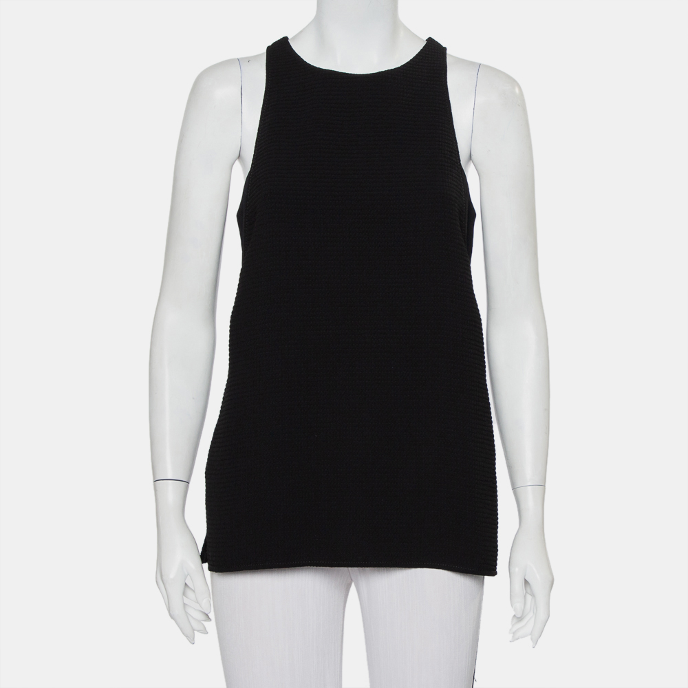 luxury-women-helmut-lang-used-clothes-p426574-008 Helmut Lang Black Textured Synthetic Raze Tank Top M