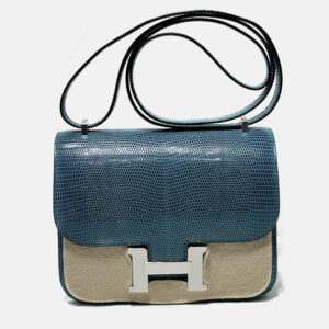 Hermes Ink Blue Lizard Leather Constance 19 Bag
