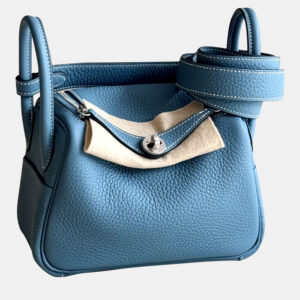 Hermes Blue Leather Mini Lindy 19 Crossbody Bag